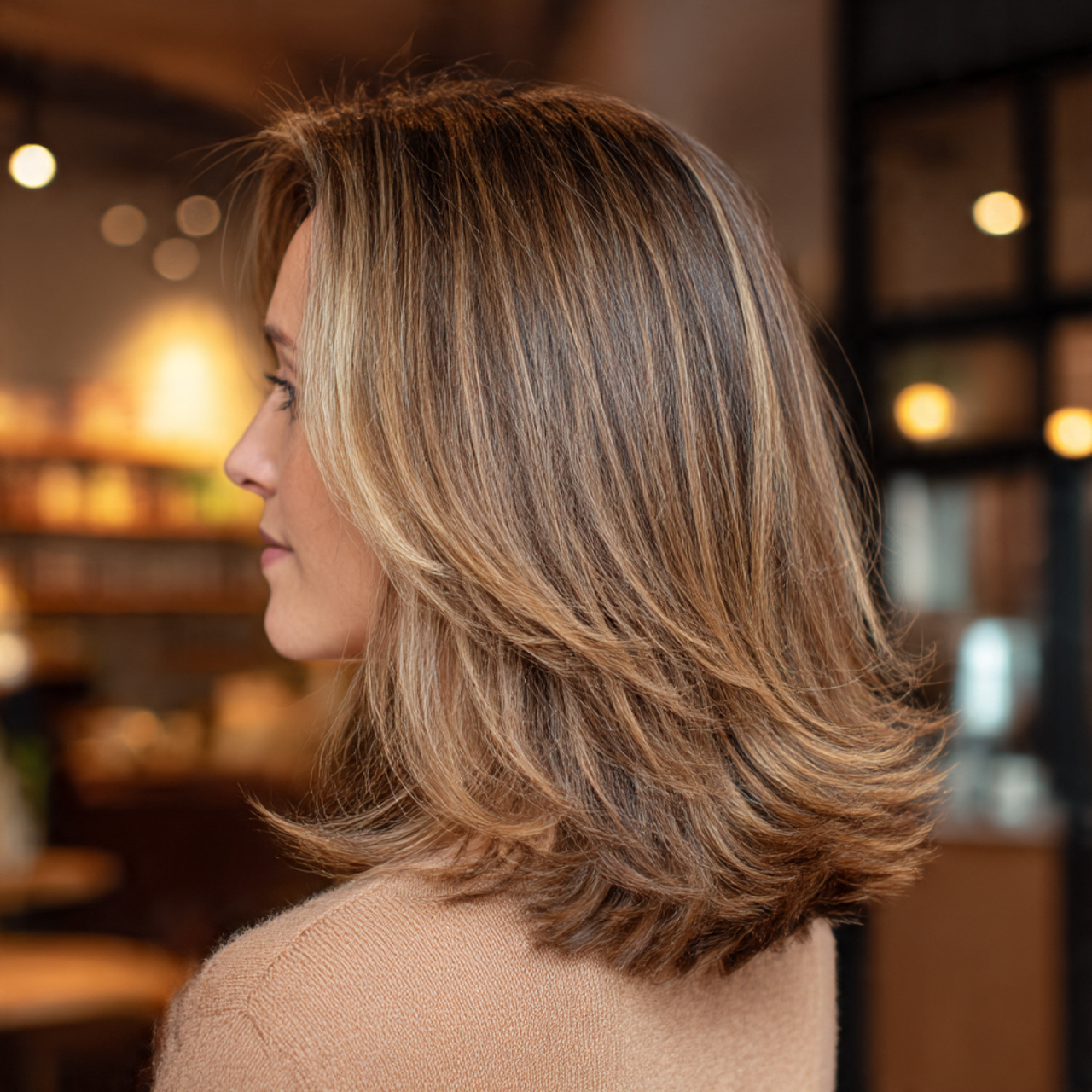 a woman with mid length hair featuring invisible