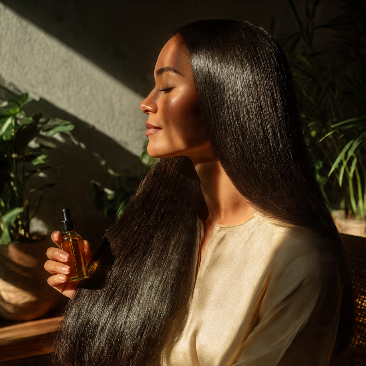 27 Short Silk Pressed Hair: Sleek, Shiny & Effortless Styles 10 a woman with shiny bone straight short silk