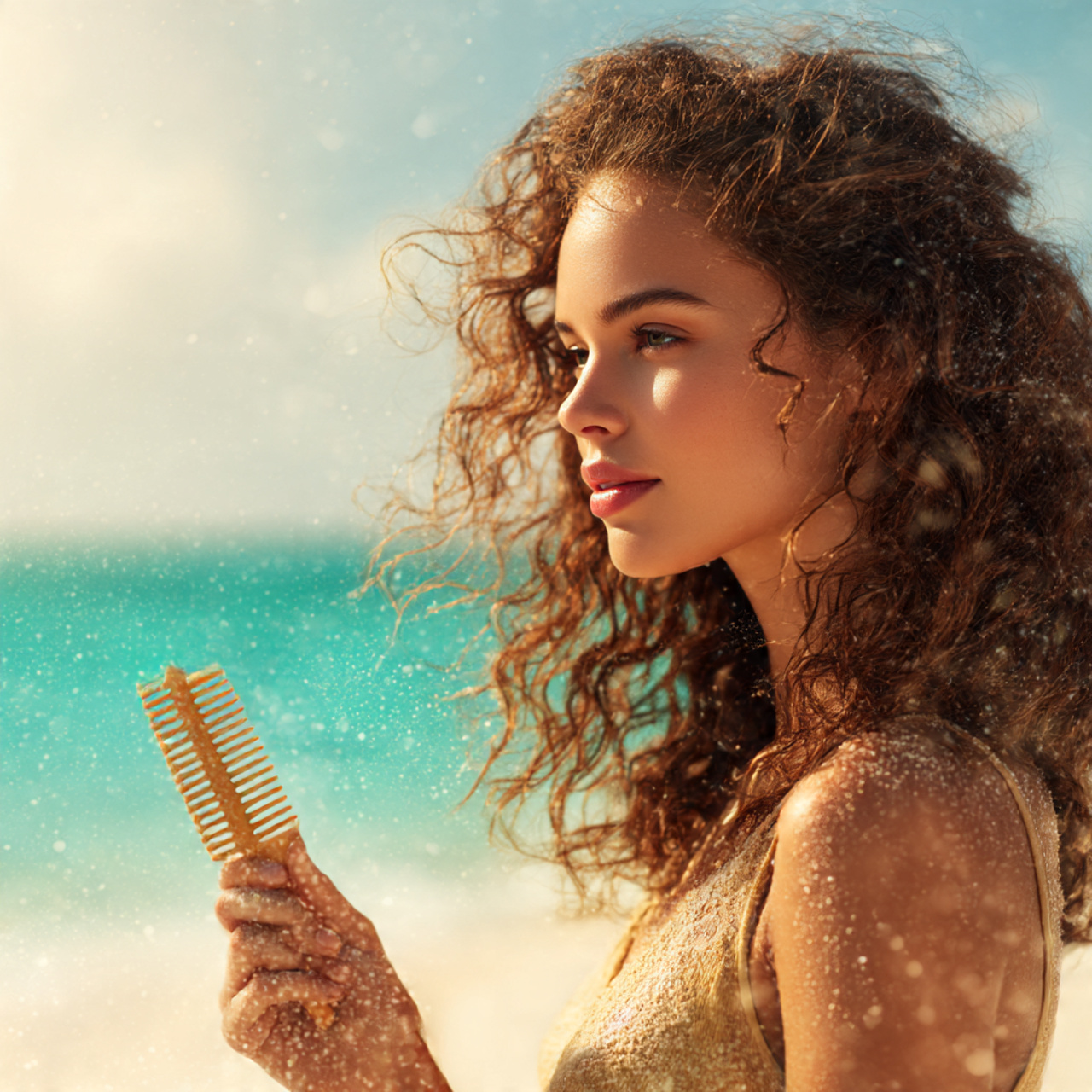 a woman with slightly frizzy hair styled