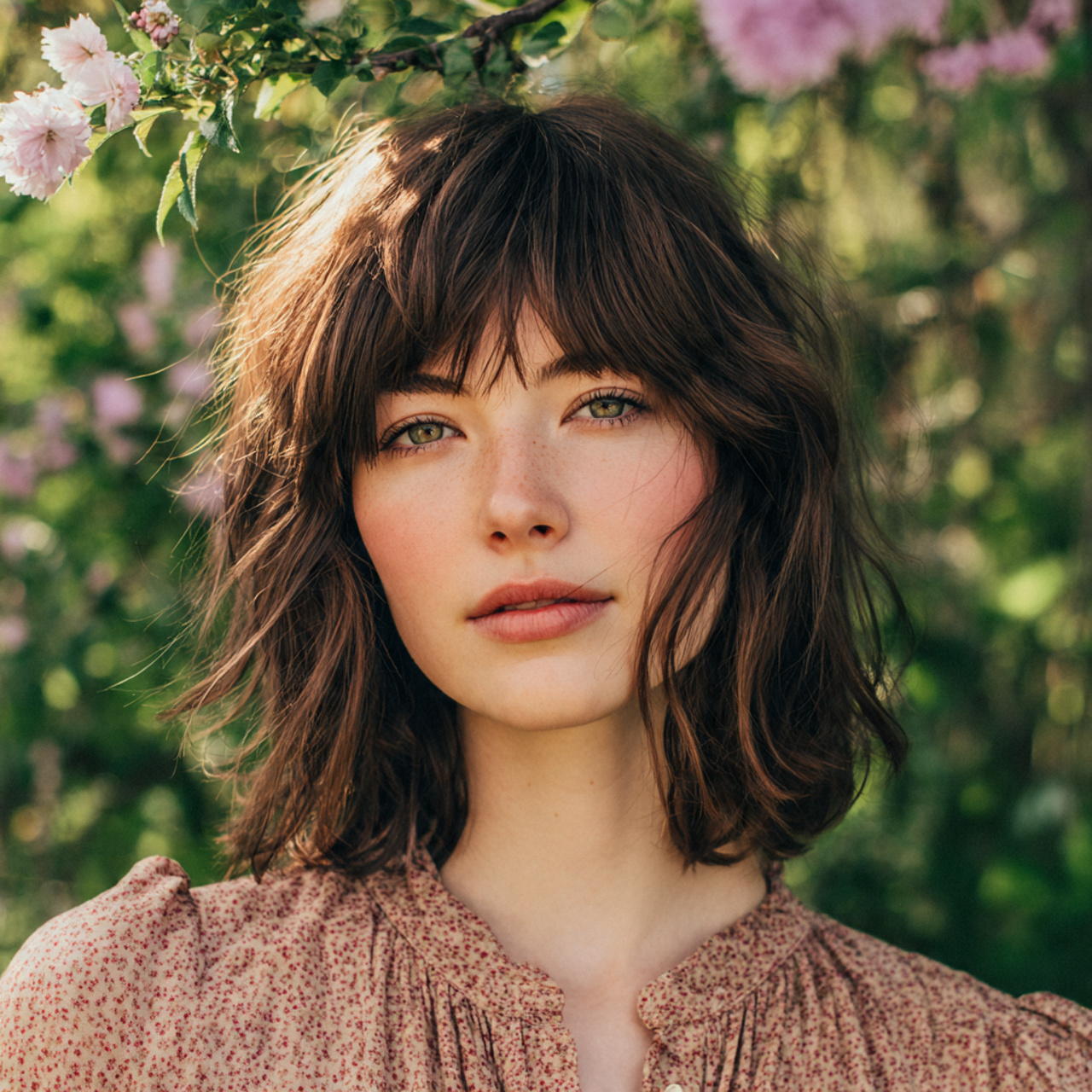 a woman with soft chest length medium shag