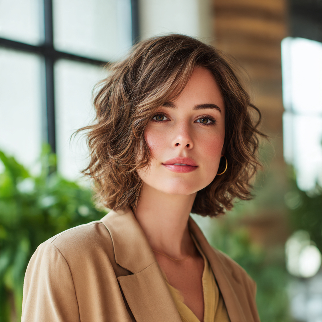 a woman with soft face framing layers styled