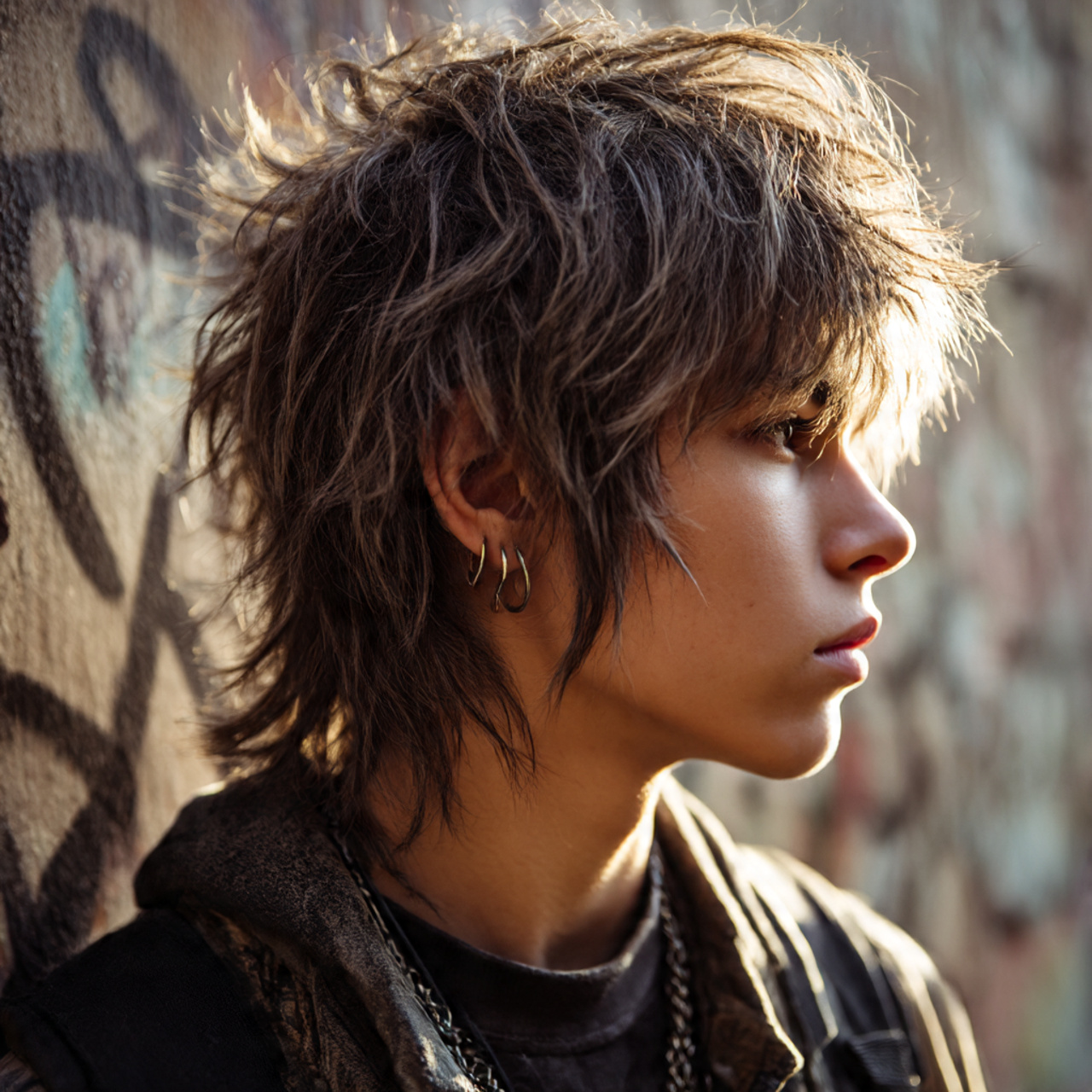 a young adult model with a heavily