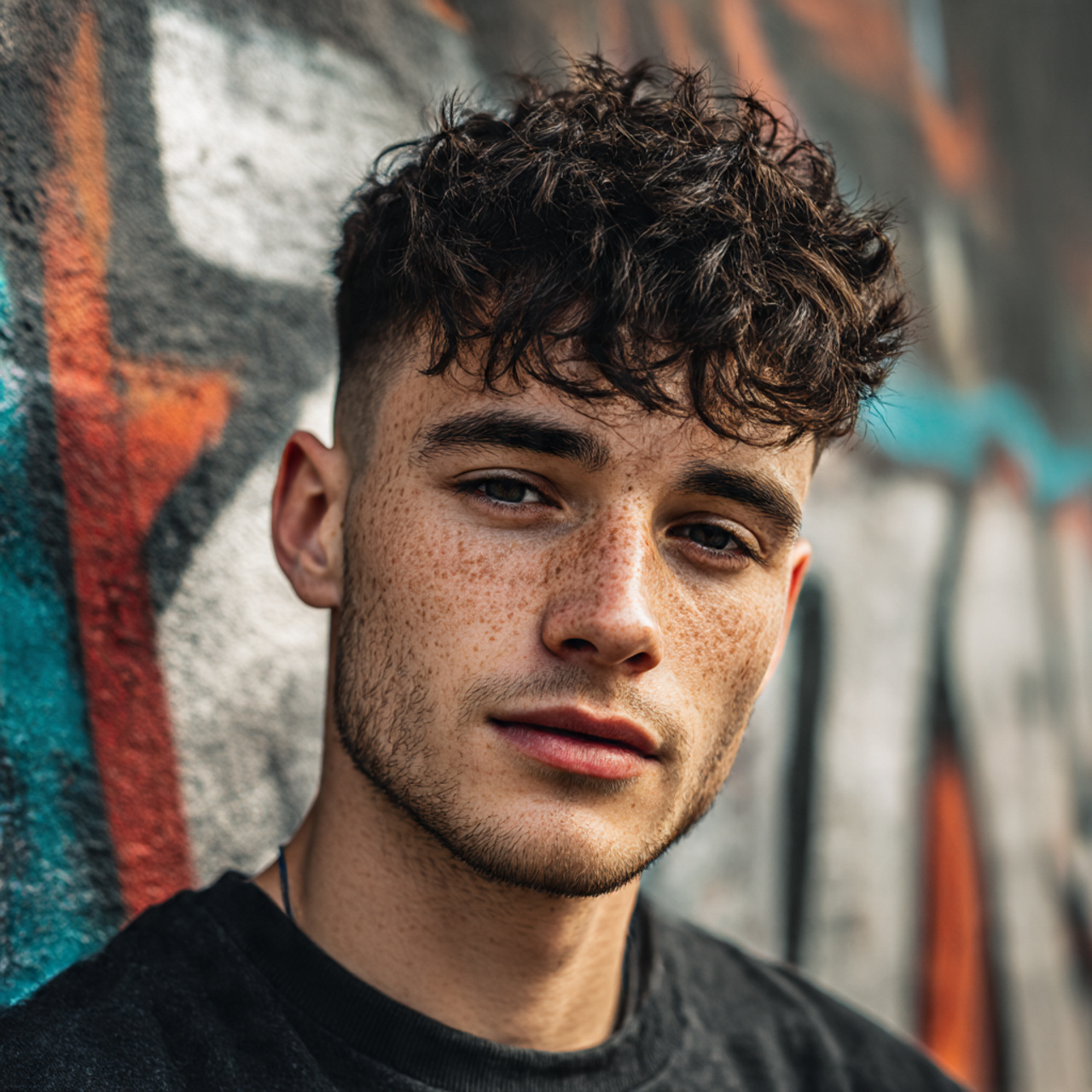 a young man with thick hair and