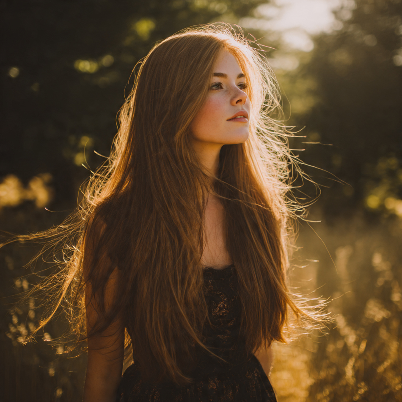 a young woman outdoors in a serene