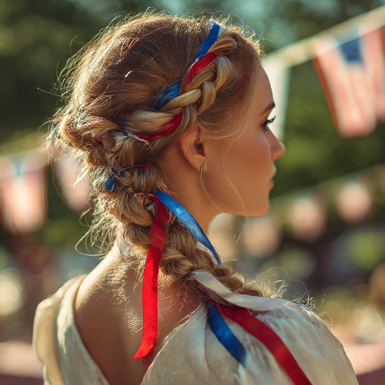 a young woman outdoors wearing a classic 1