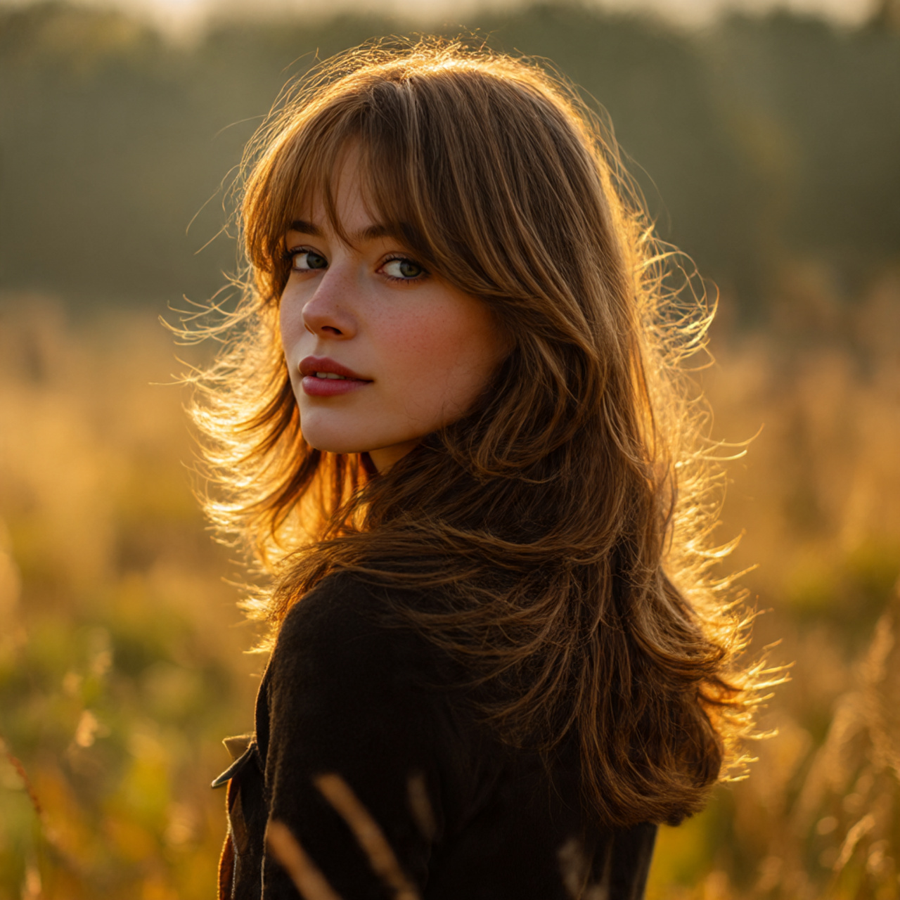 a young woman with a long wolf