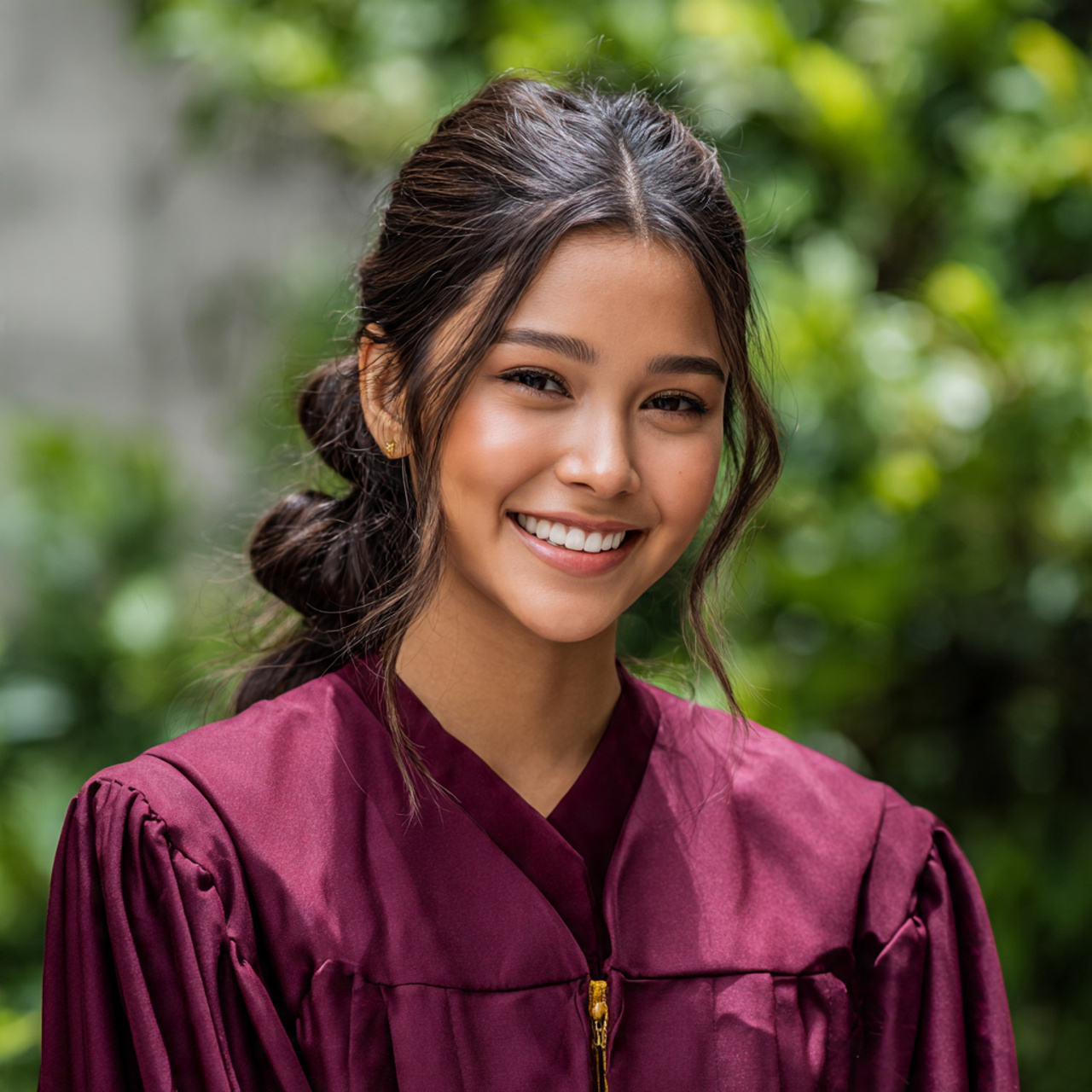 a young woman with a petite heart shaped