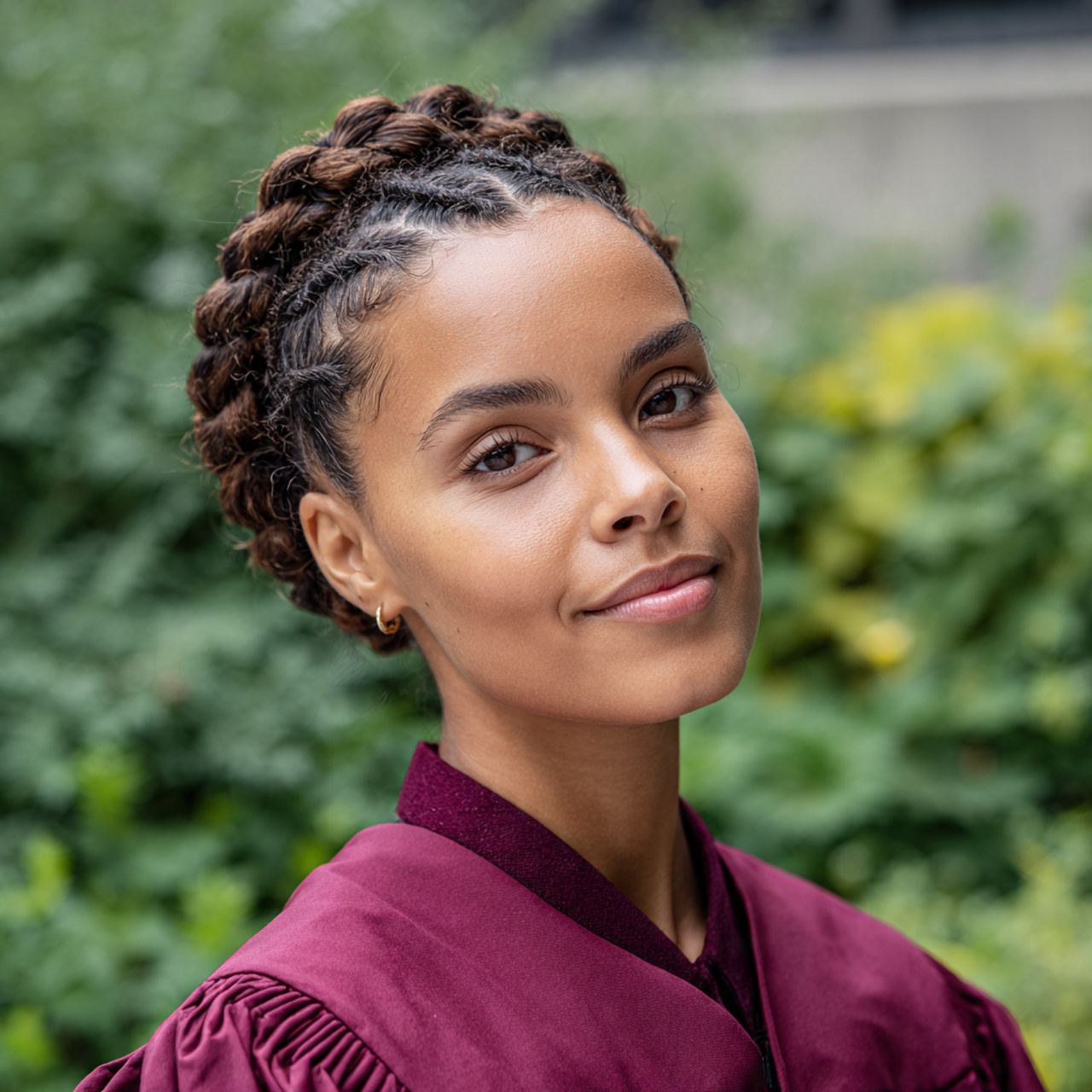 a young woman with a round face