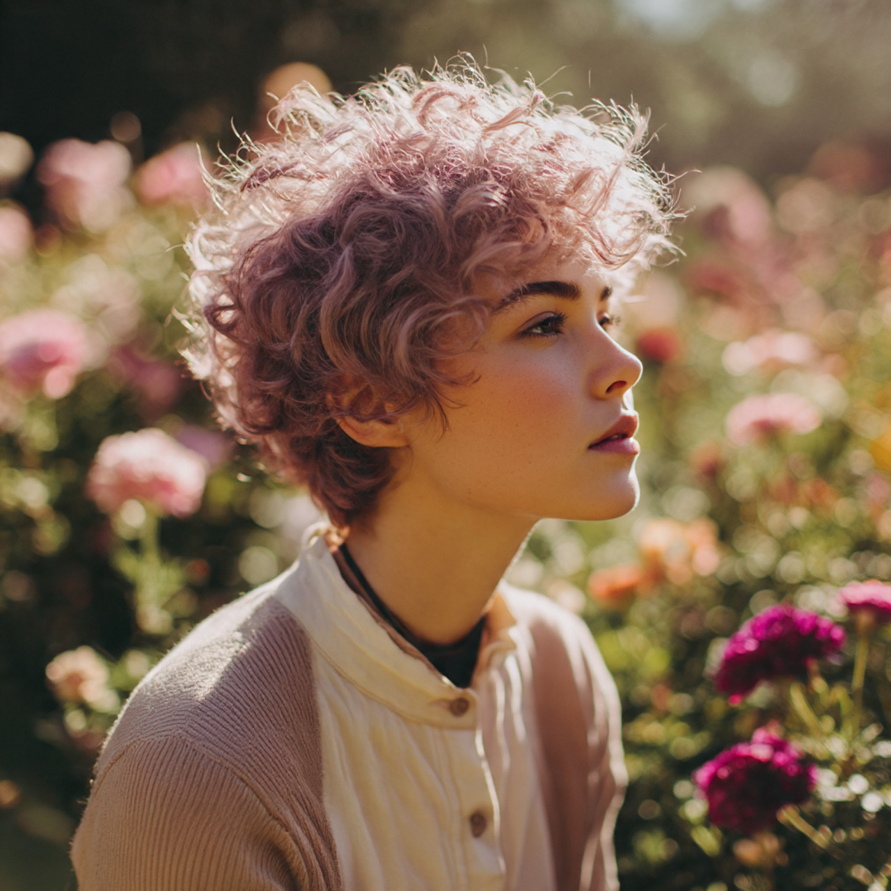 a young woman with a soft pastel