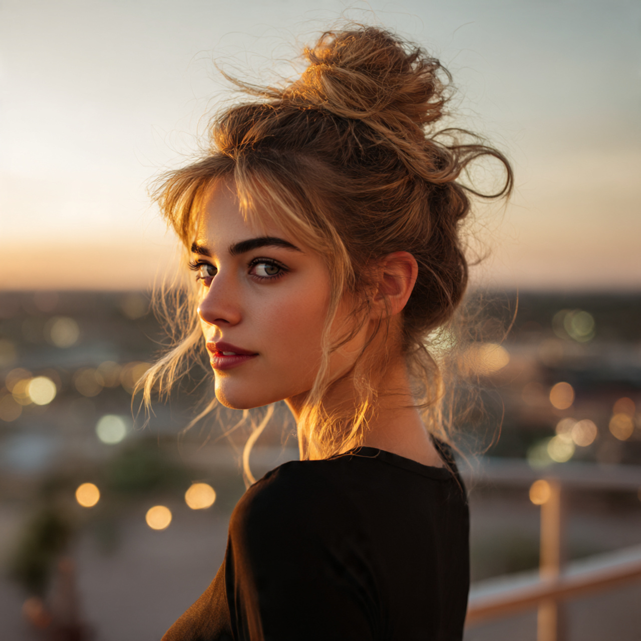 a young woman with a stylish half up