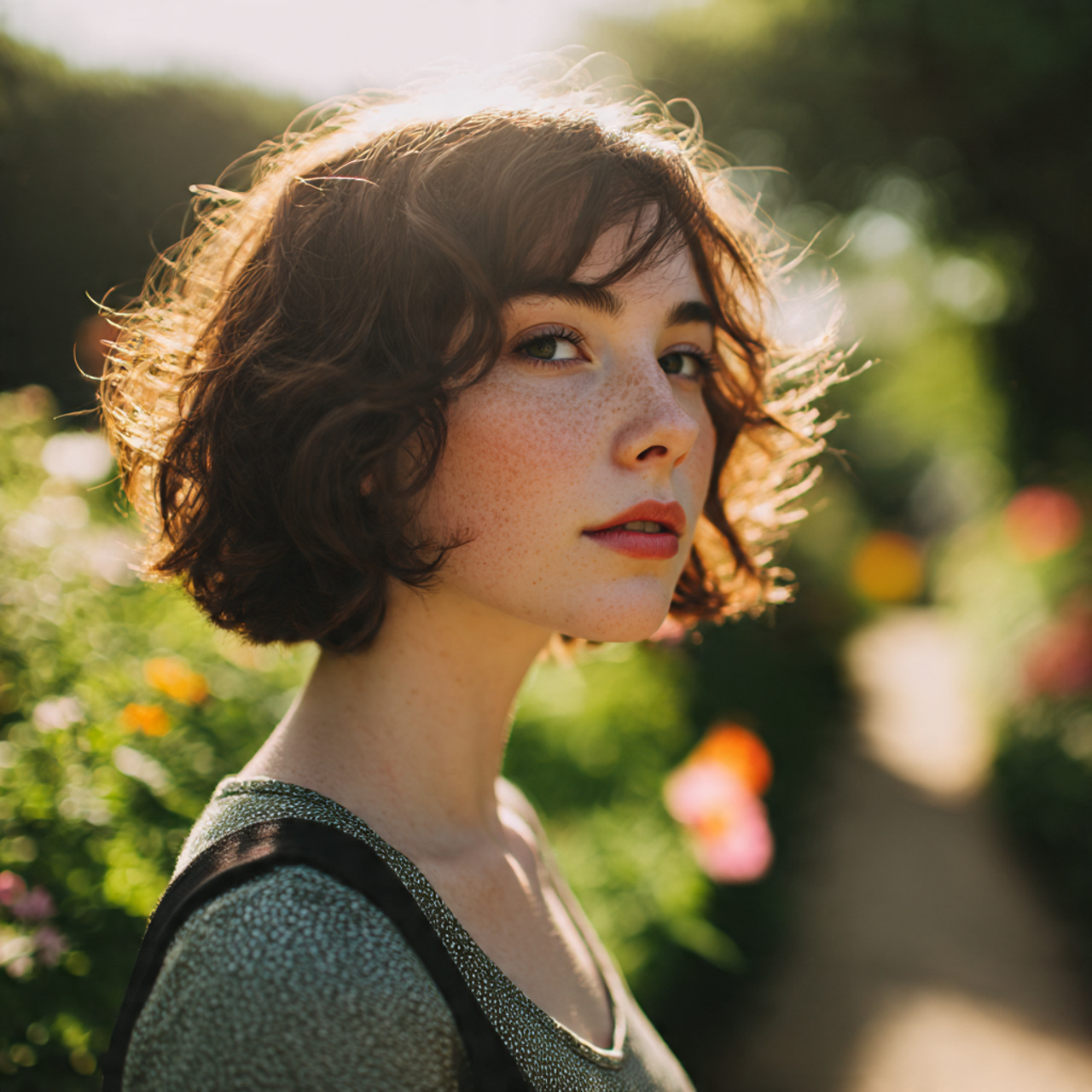 a young woman with butterfly cut short 1