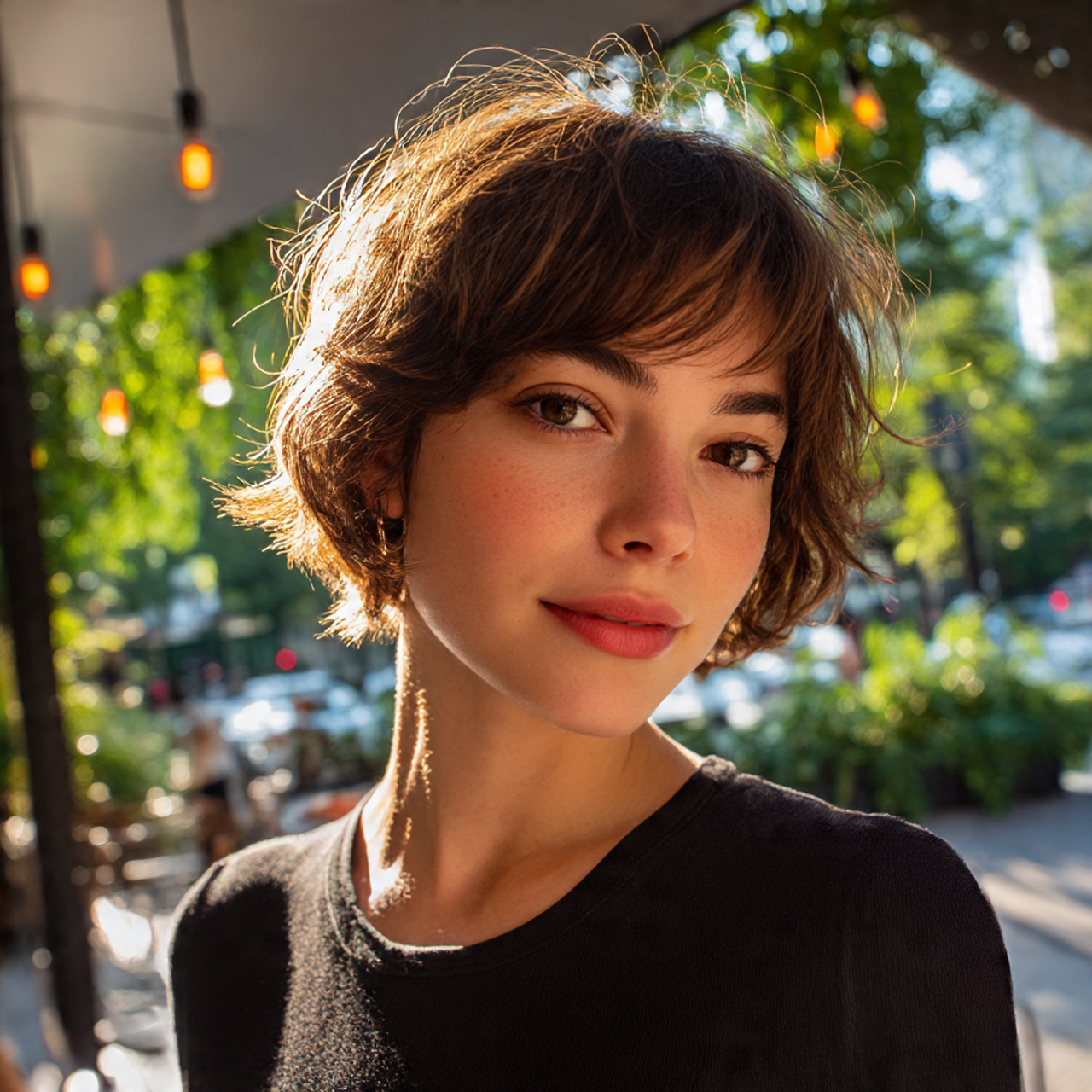 a young woman with butterfly cut short 2