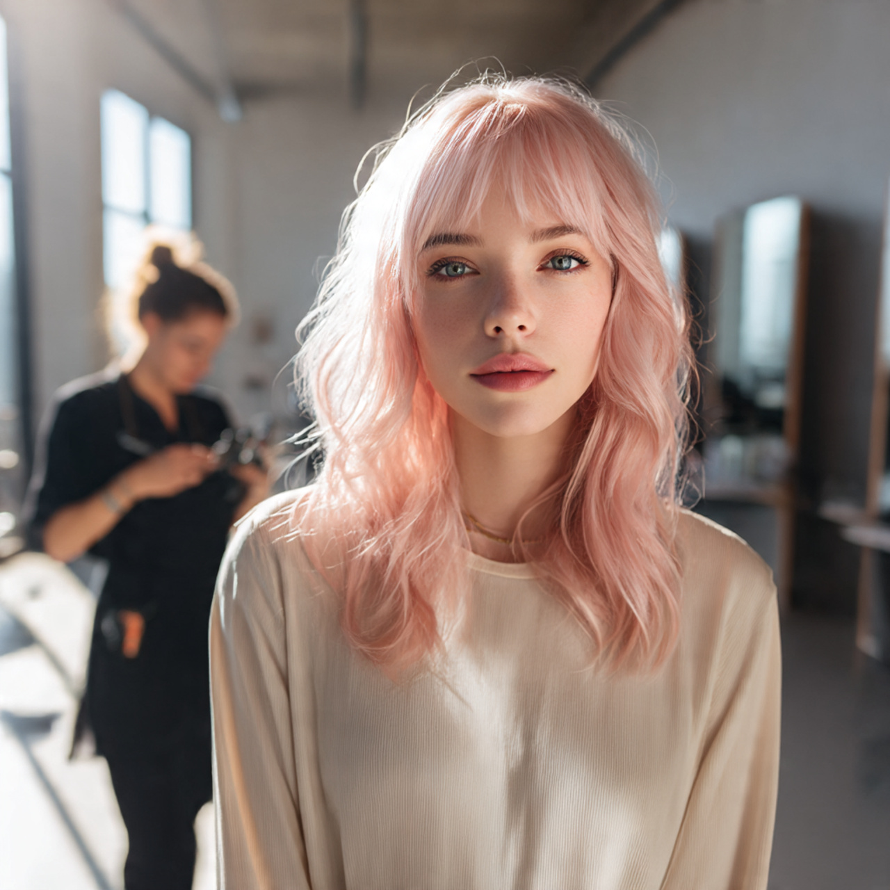 32 Ultimate Pink Hair Color Inspiration for Every Personality 10 a young woman with pale pink hair