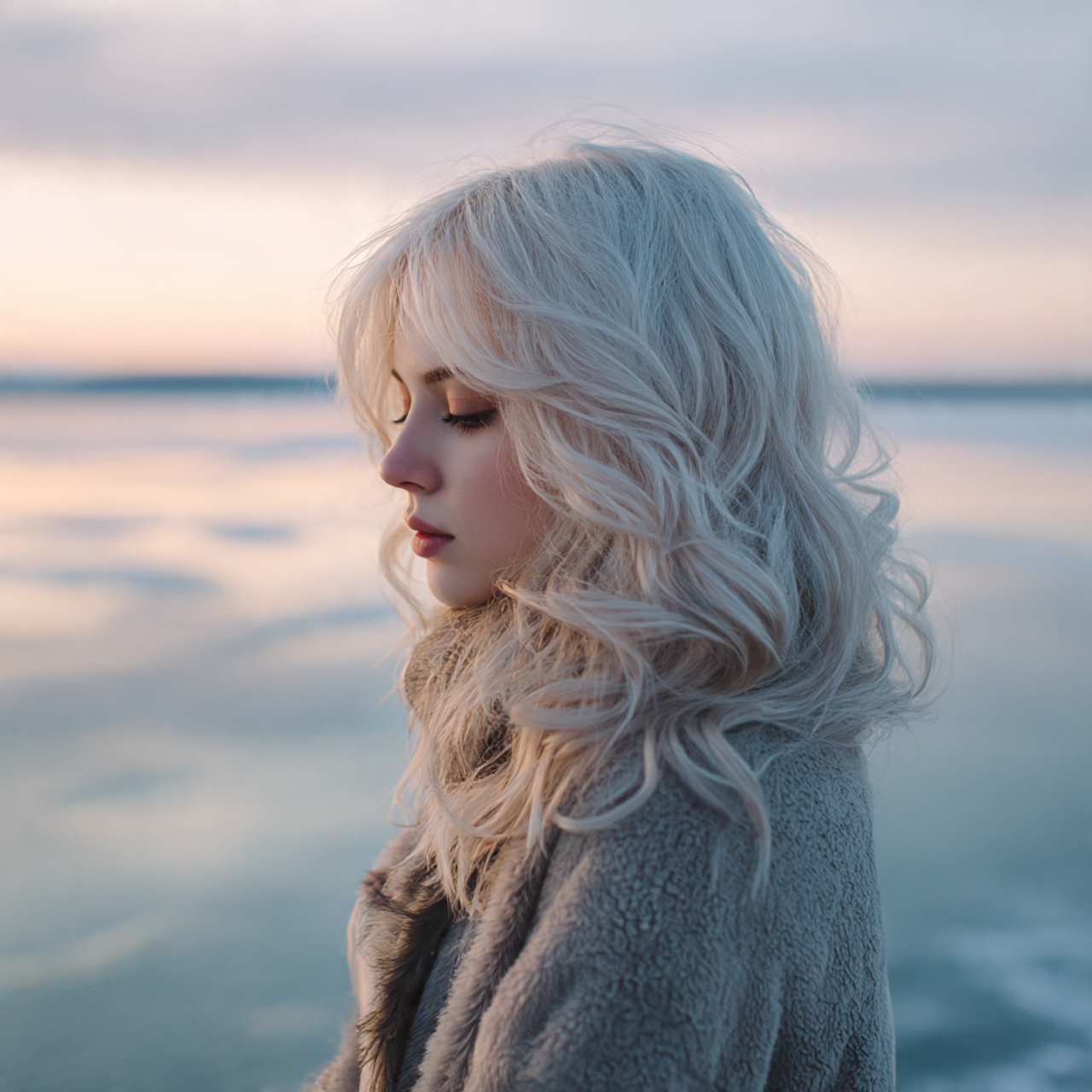 a young woman with pearl blonde hair