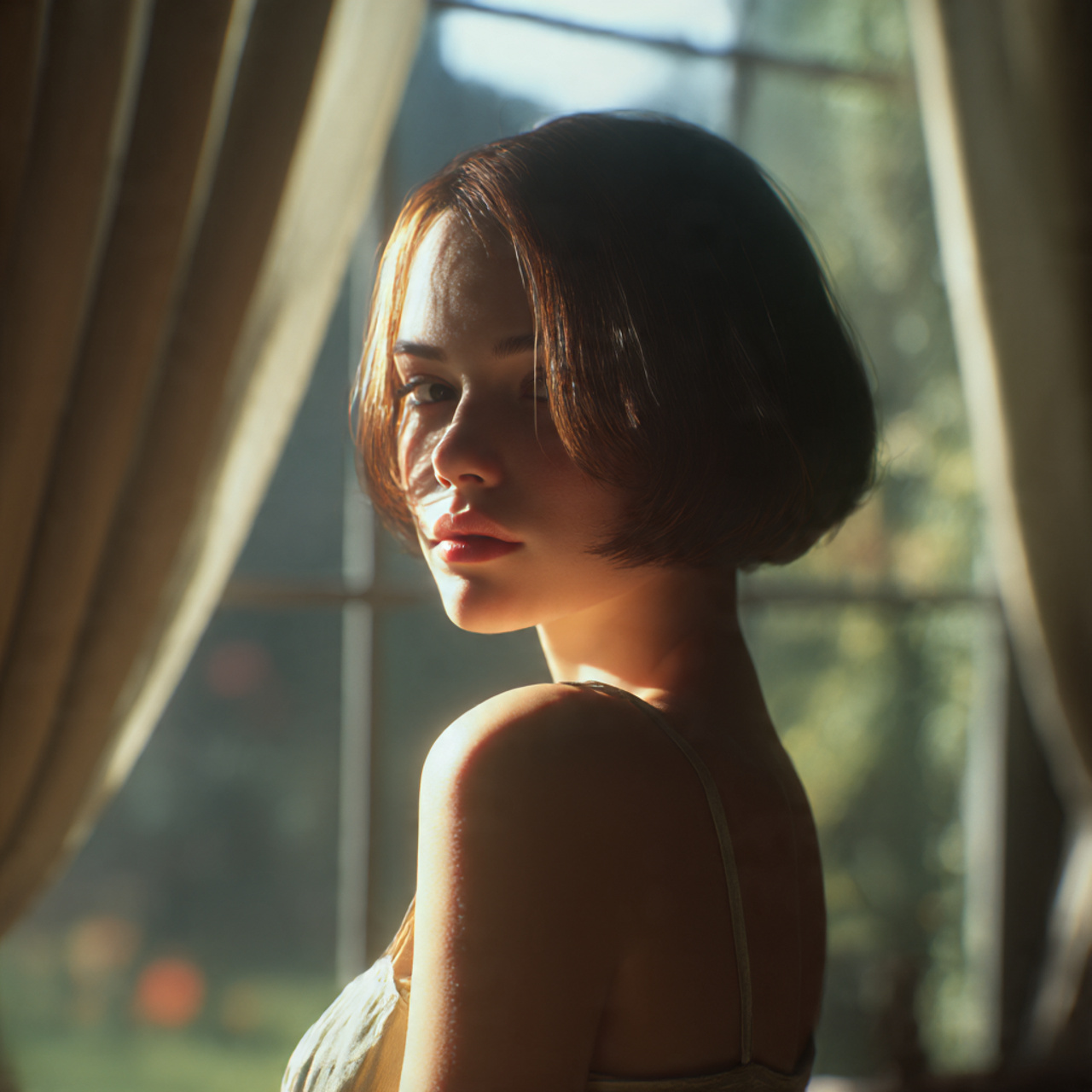 27 Short Silk Pressed Hair: Sleek, Shiny & Effortless Styles 3 a young woman with short silk pressed