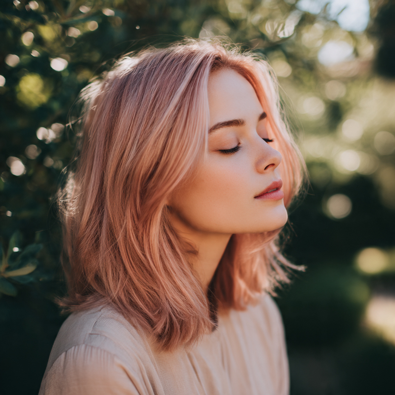 a young woman with smooth shoulder length hair