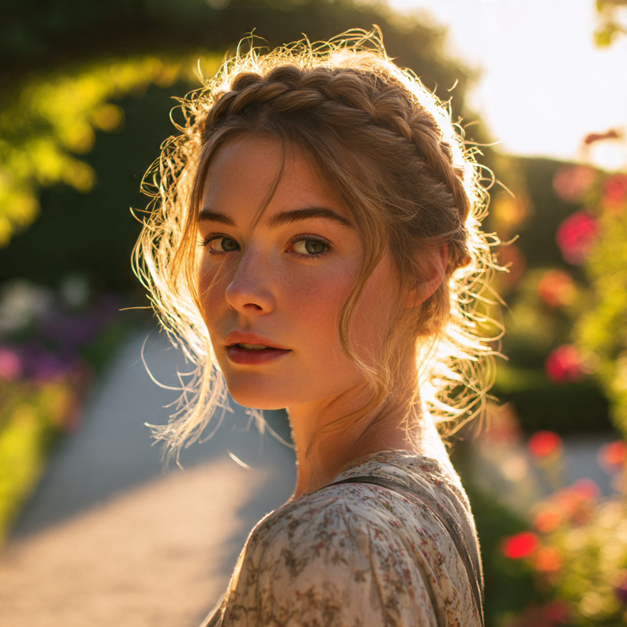 a young woman with soft facial features 1