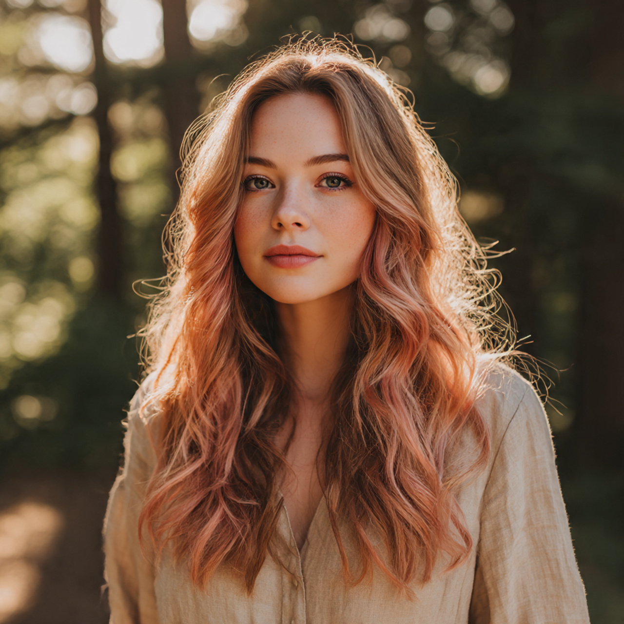 a young woman with soft facial features