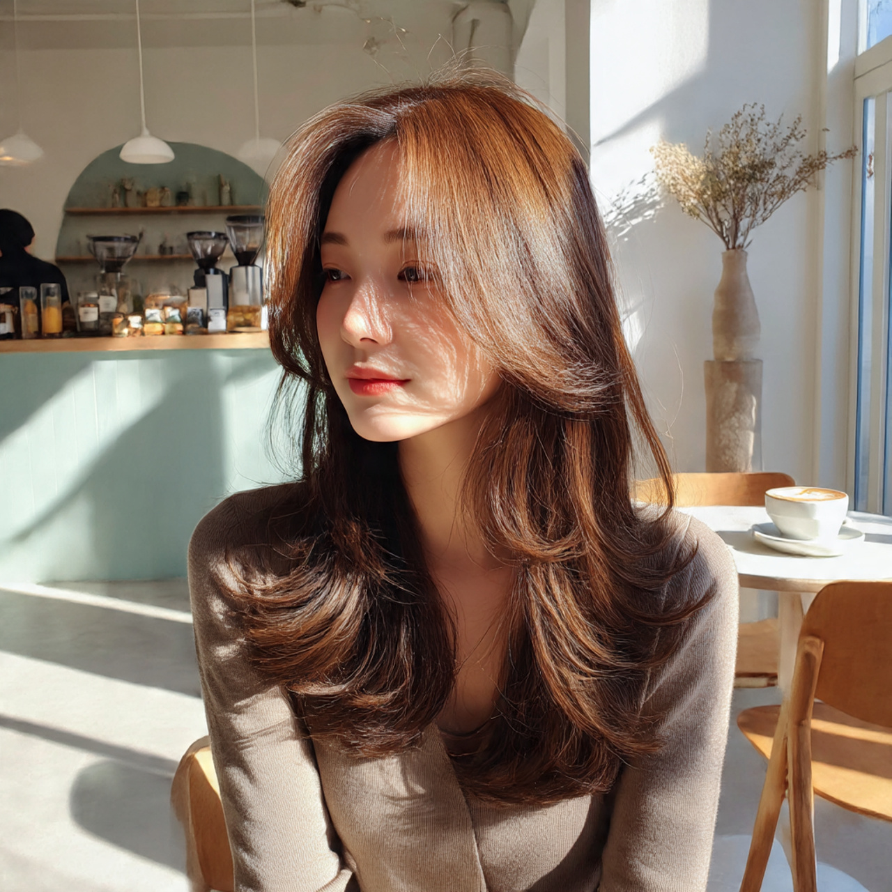 a young woman with soft natural korean style