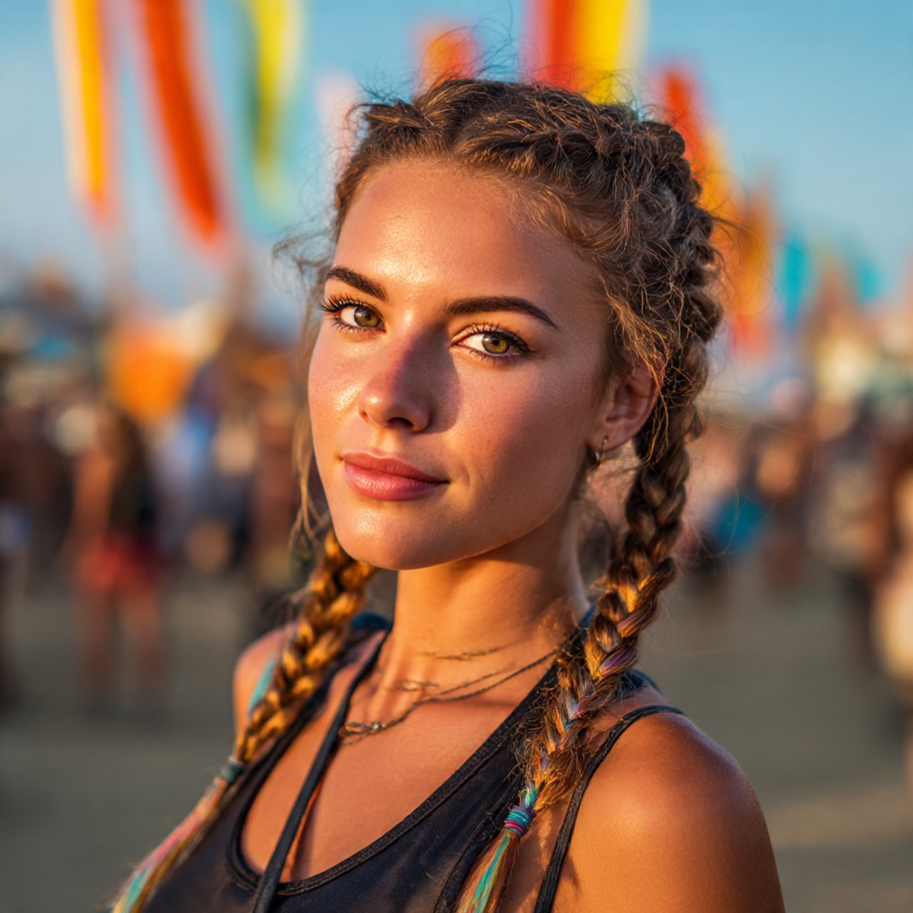 a young woman with warm tan skin