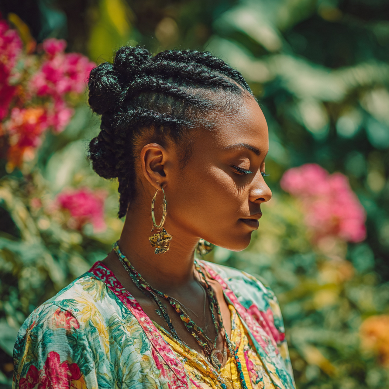 african american woman with a protective style wolf