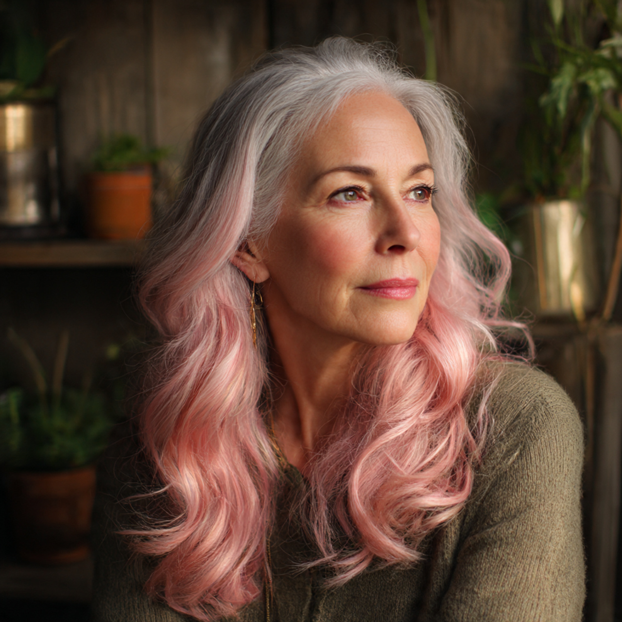 32 Ultimate Pink Hair Color Inspiration for Every Personality 21 an elegant older woman with natural gray