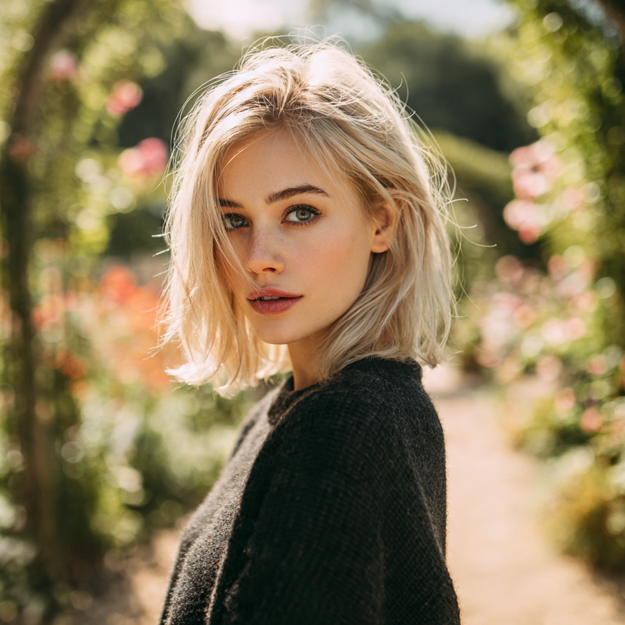 another realistic woman with an ashy blonde