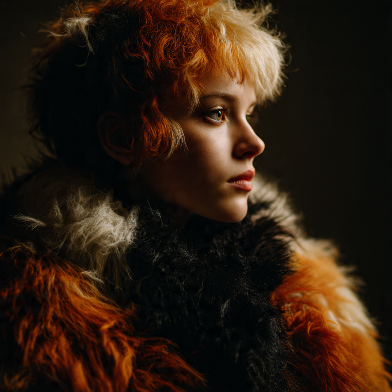 artistic editorial photoshoot inspired by calico cat