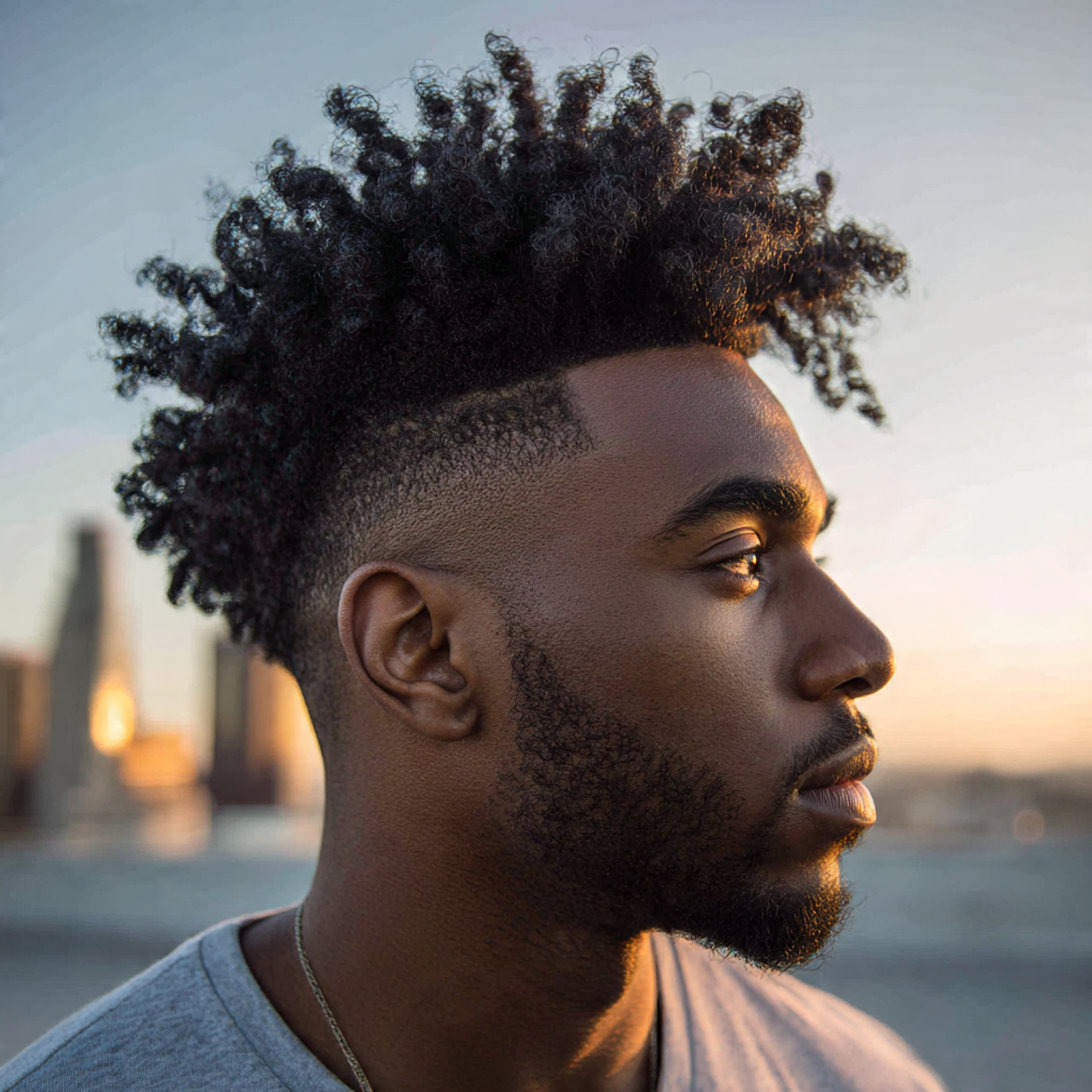 black man with a twist out afro