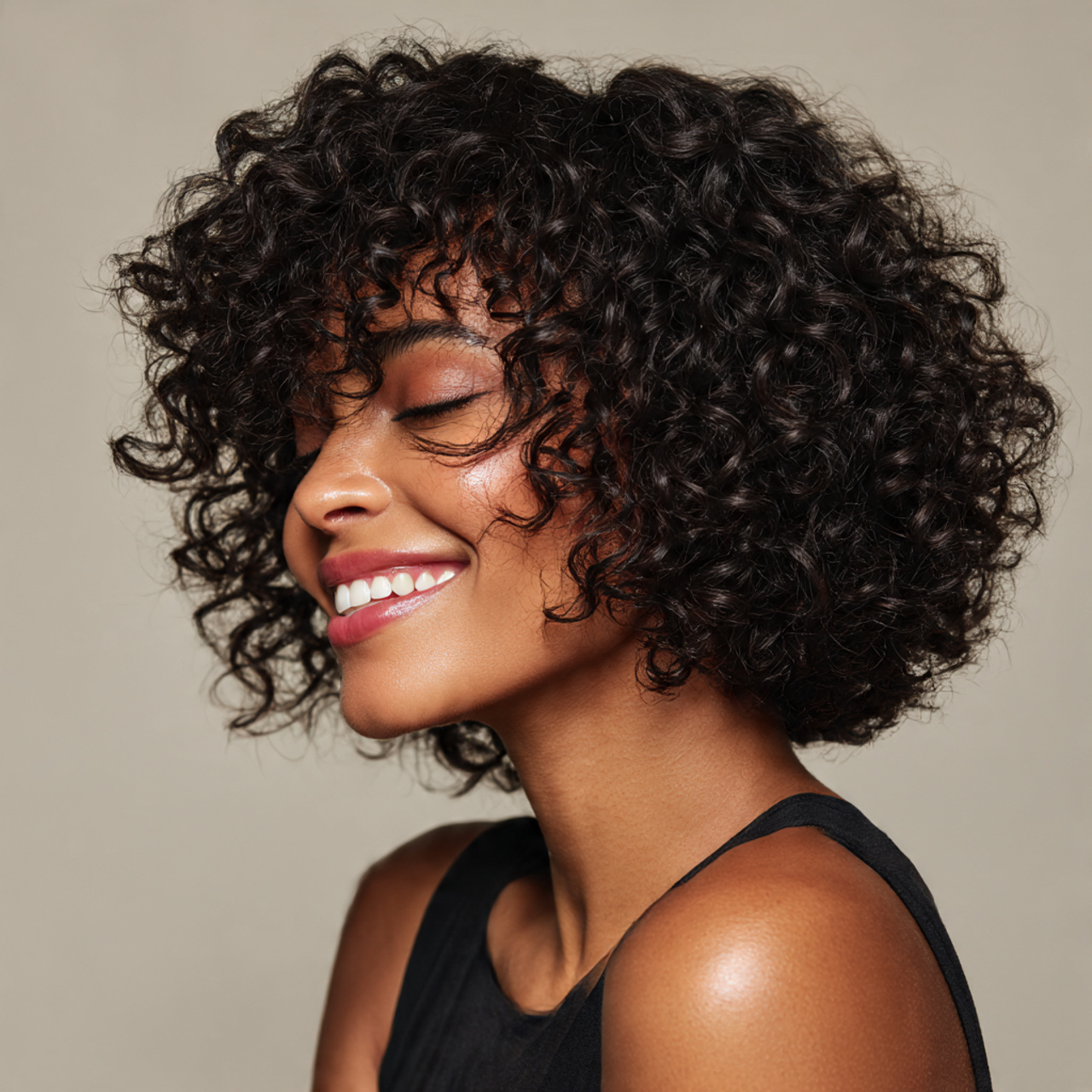25 Stunning Bob Hairstyles for Black Women: Short, Curly & Sleek Cuts 9 black woman with a curly bob haircut