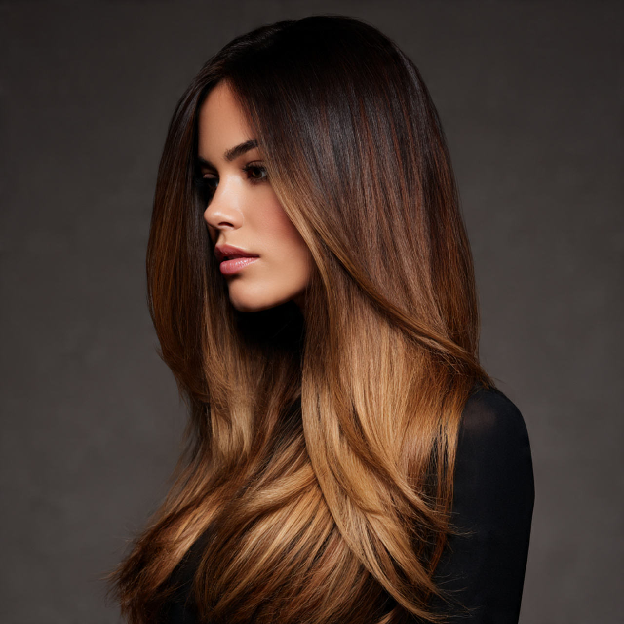 brown sugar hair with a dramatic ombr