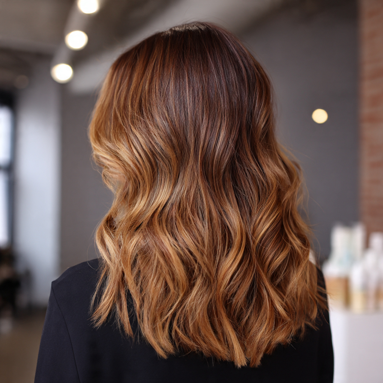 brown sugar hair with hand painted balayage and