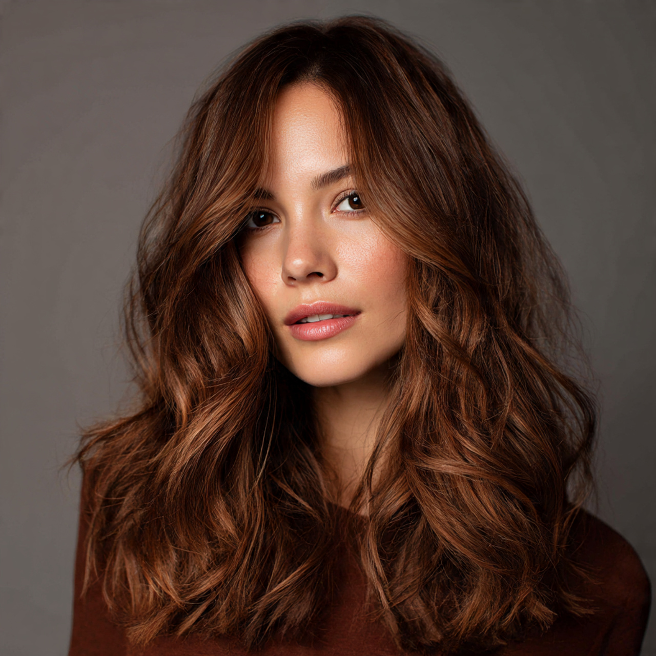 brown sugar hair with subtle cinnamon highlights