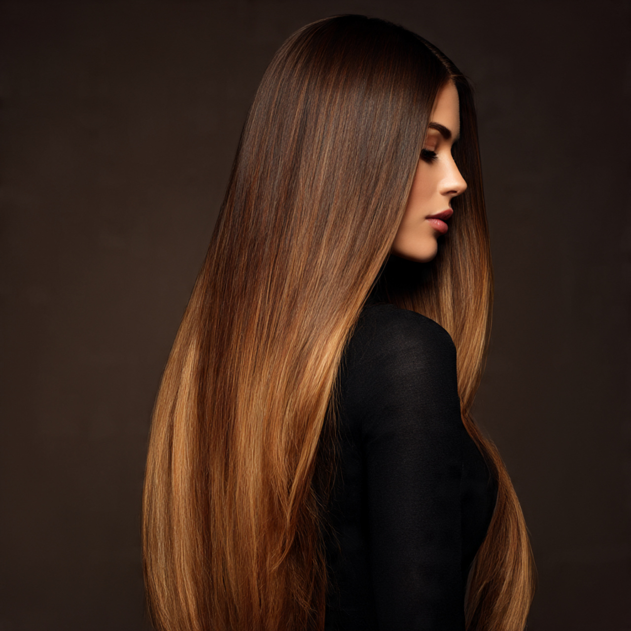 brown sugar hair with toffee tipped ends long