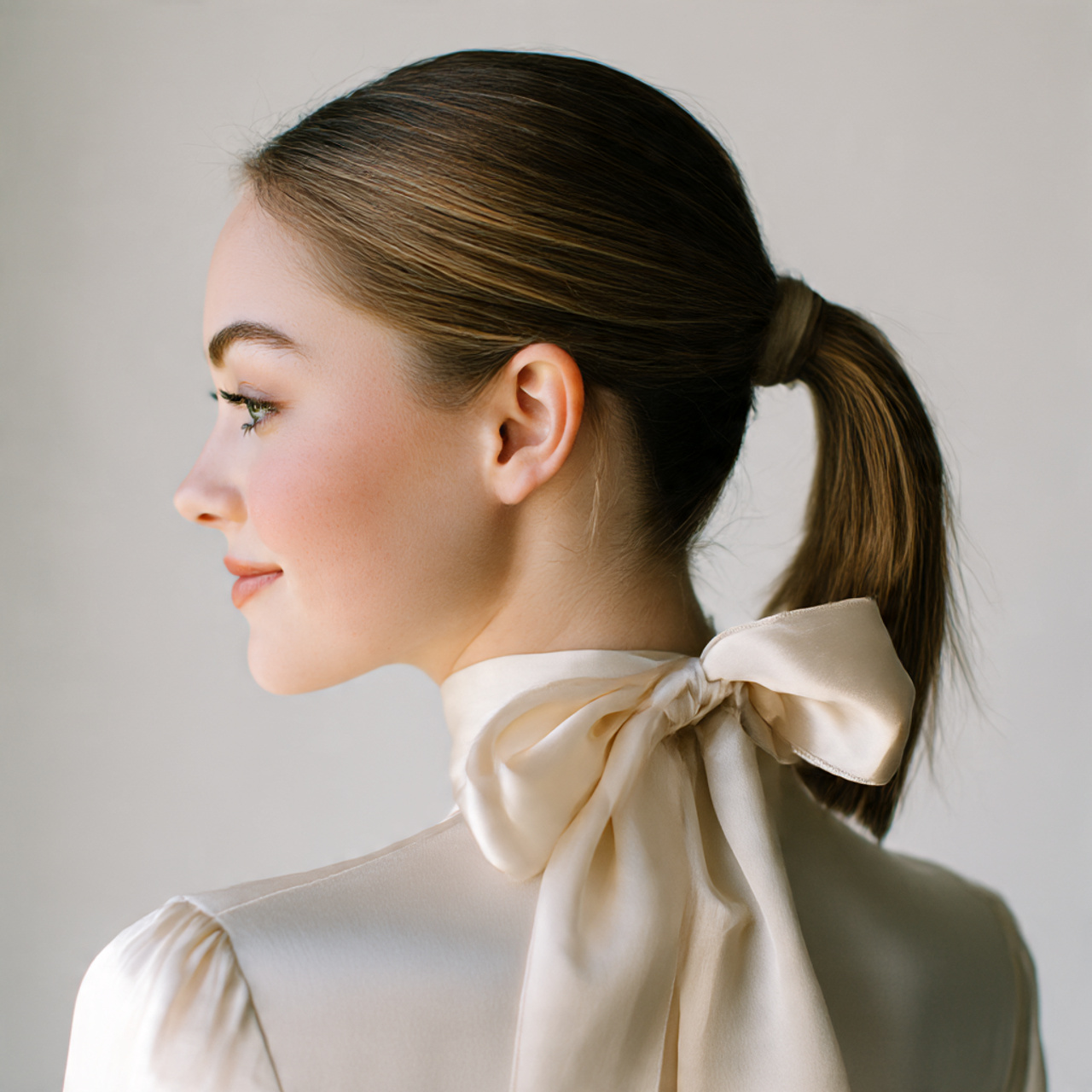 candid side profile portrait of a woman wearing