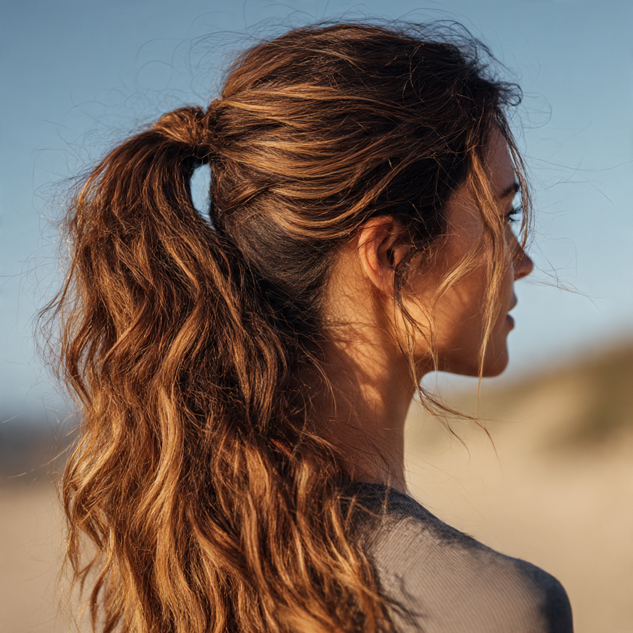 casual messy beach waves ponytail loose wavy