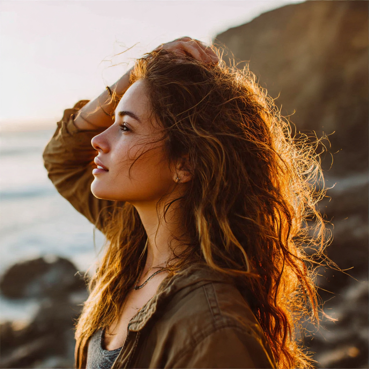 casual side view of a woman on