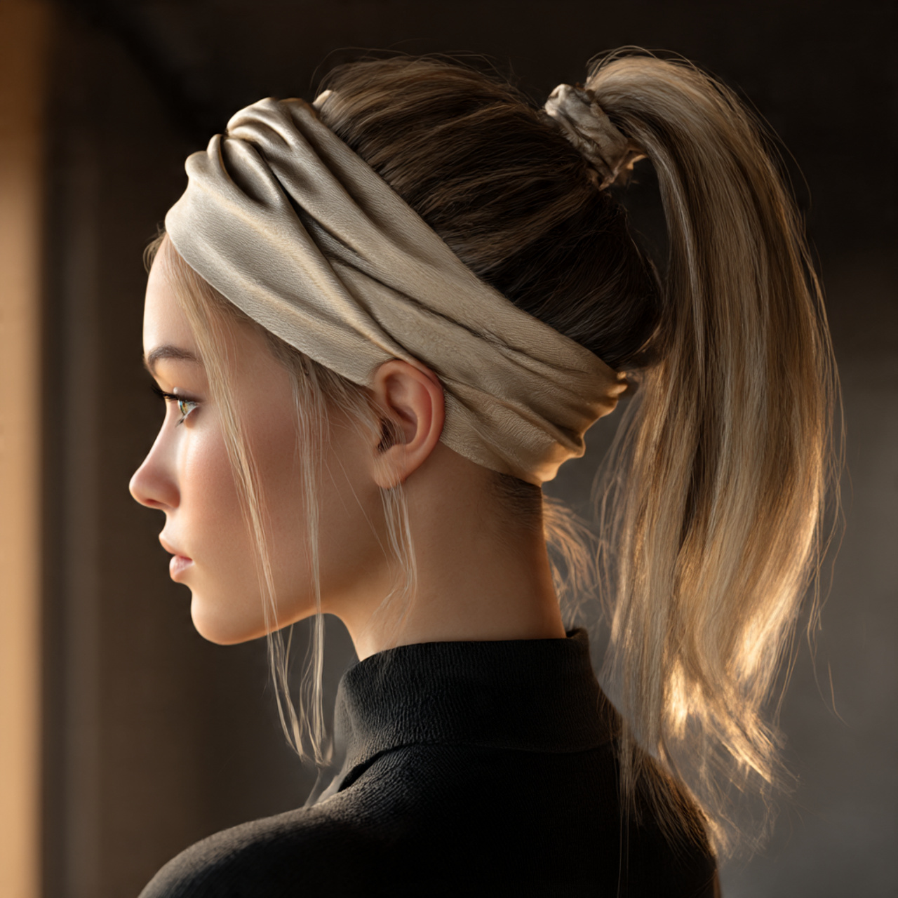 chic headband ponytail hairstyle hair tied into