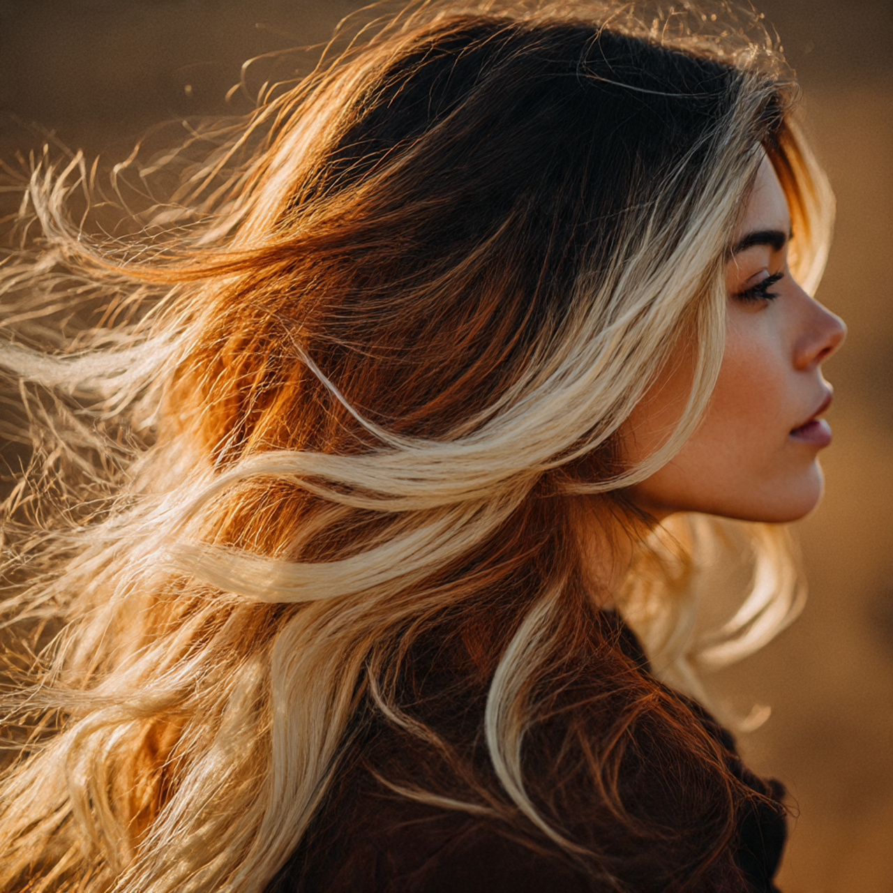 cinematic flowing long hair with calico hair