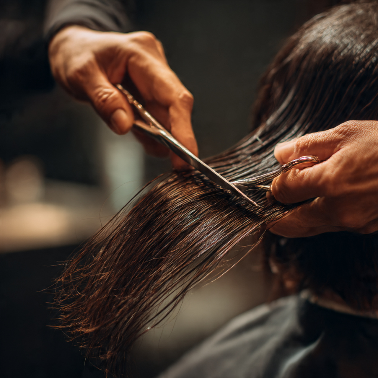 close up image of a hairstylist performing deep