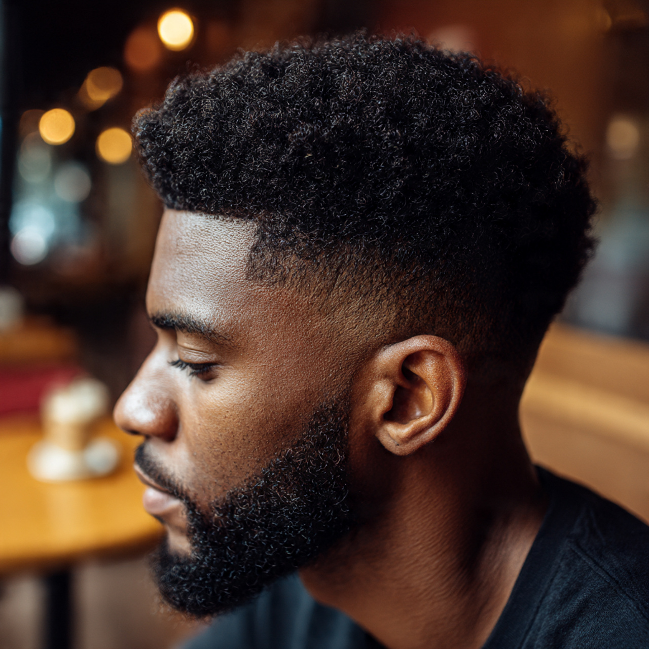 close up of a black man sporting a