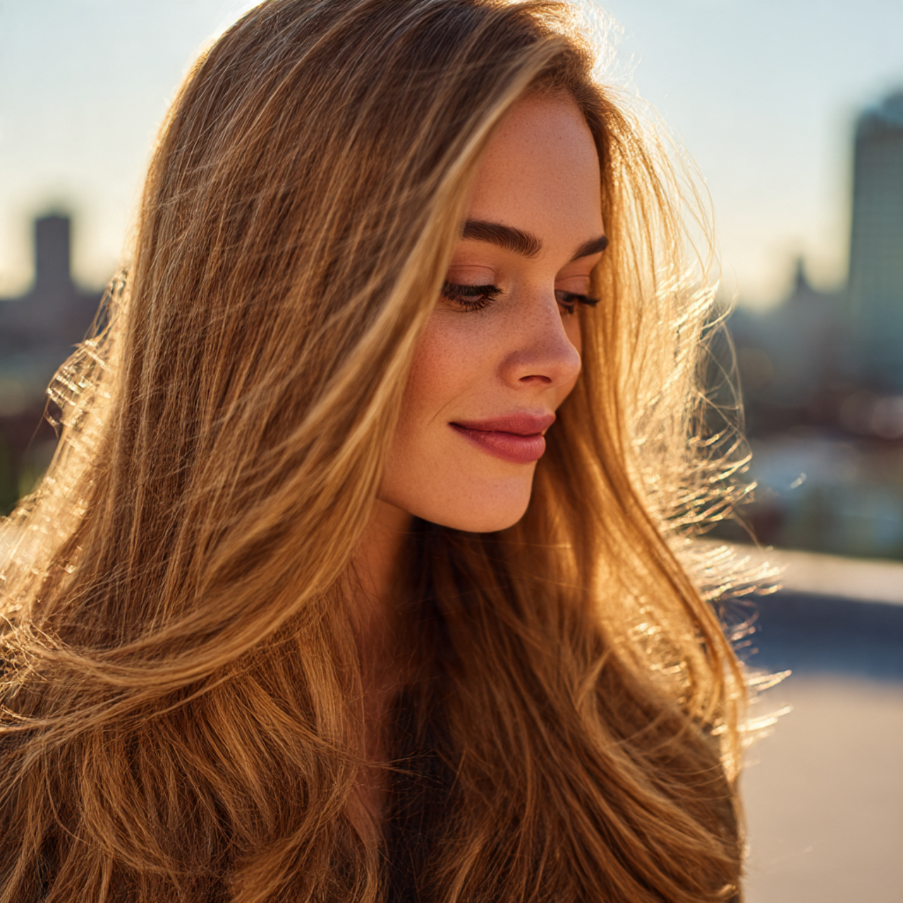 close up of a model with blowout hairstyles