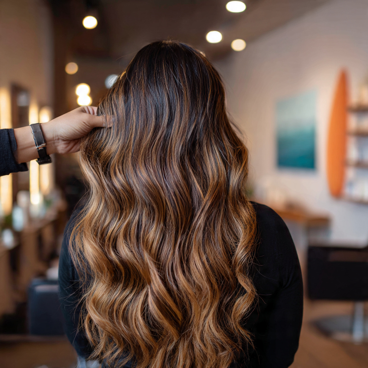 close up of a stylist applying a seamless