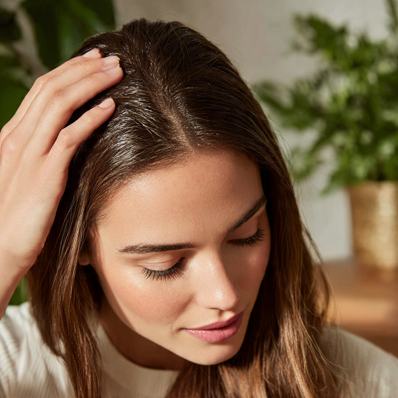 close up of a woman gently massaging a