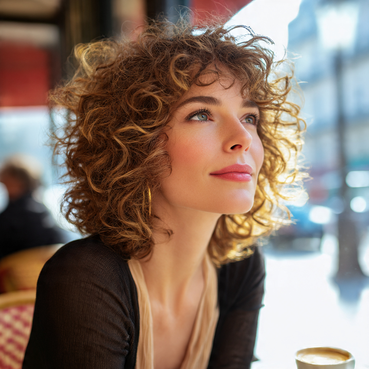 27 Stunning Face-Framing Curly Hair Ideas for Every Curl Type 16 close up of a woman with fine face framing