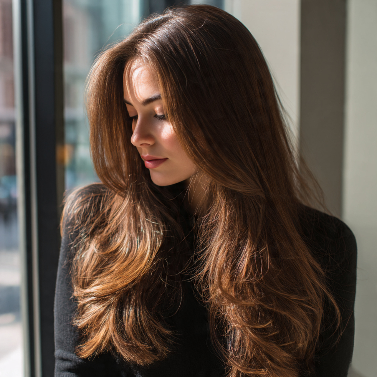 close up of a woman with fine hair 1