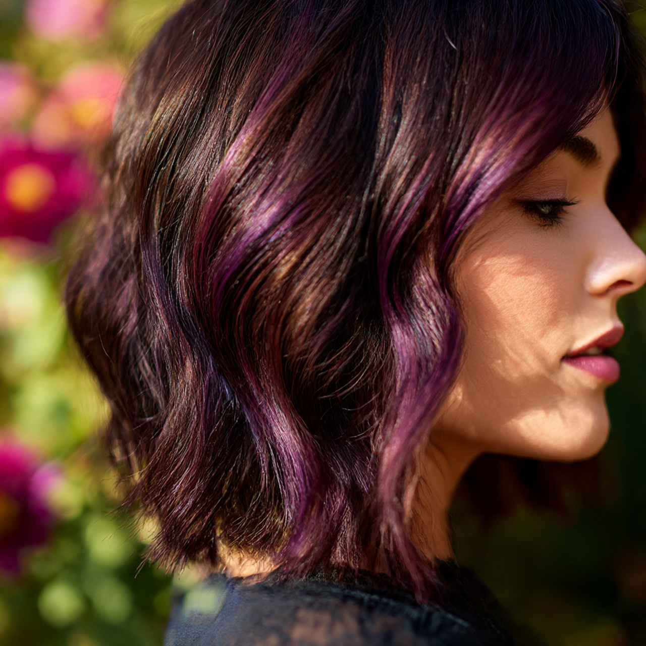 27 Gorgeous Peekaboo Hair Color Ideas Revealed To Enhance Looks 6 close up of a woman with hidden purple