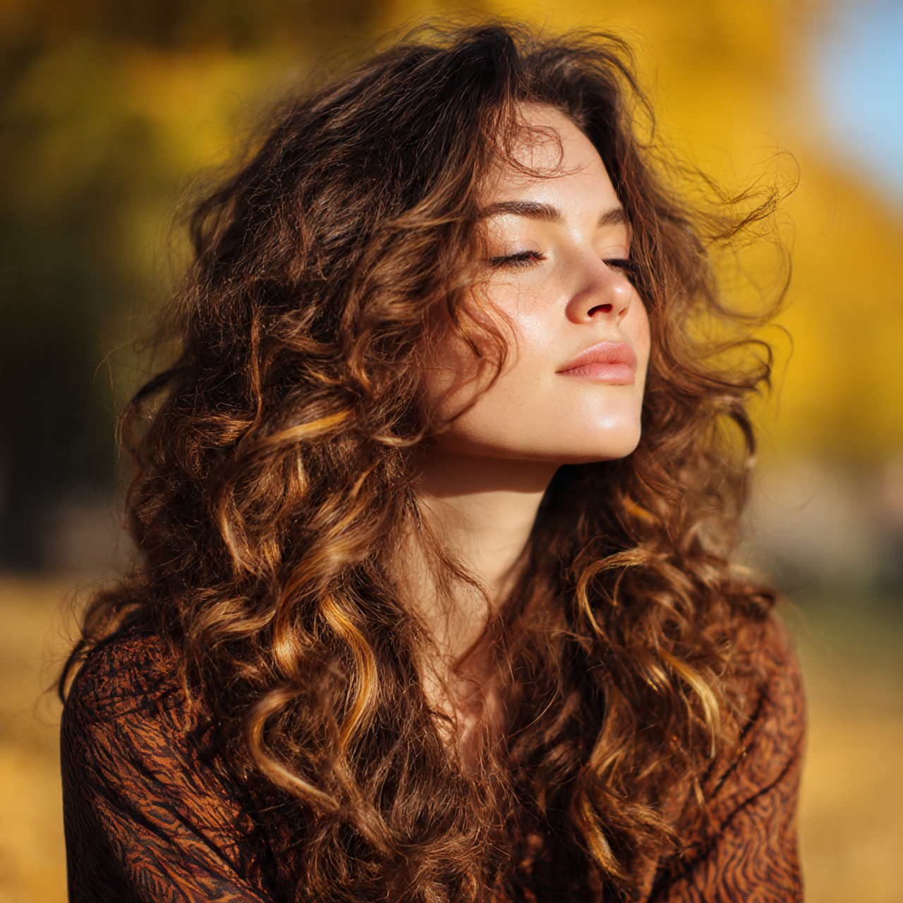 close up of a woman with honey gold