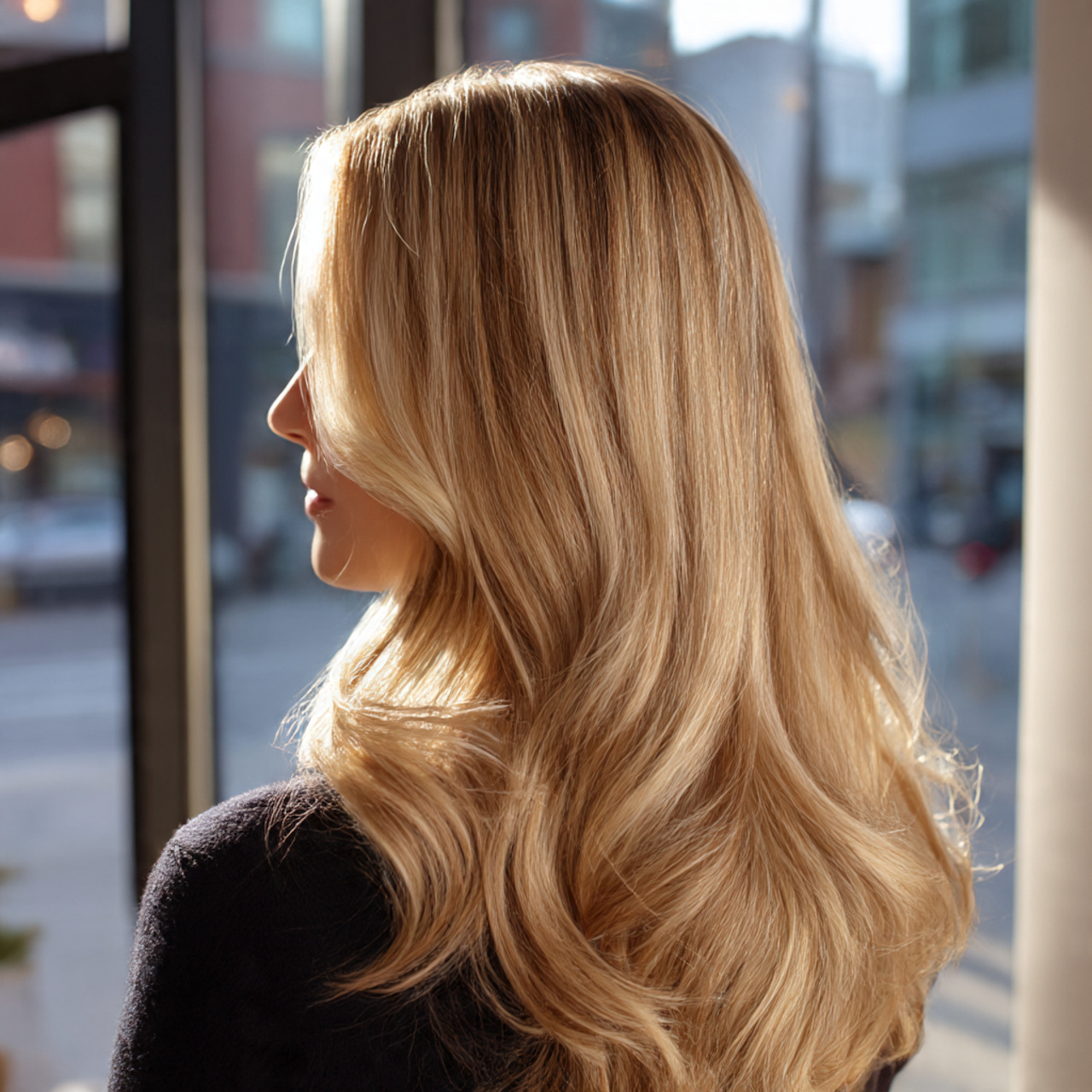 close up of a woman with perfectly blended