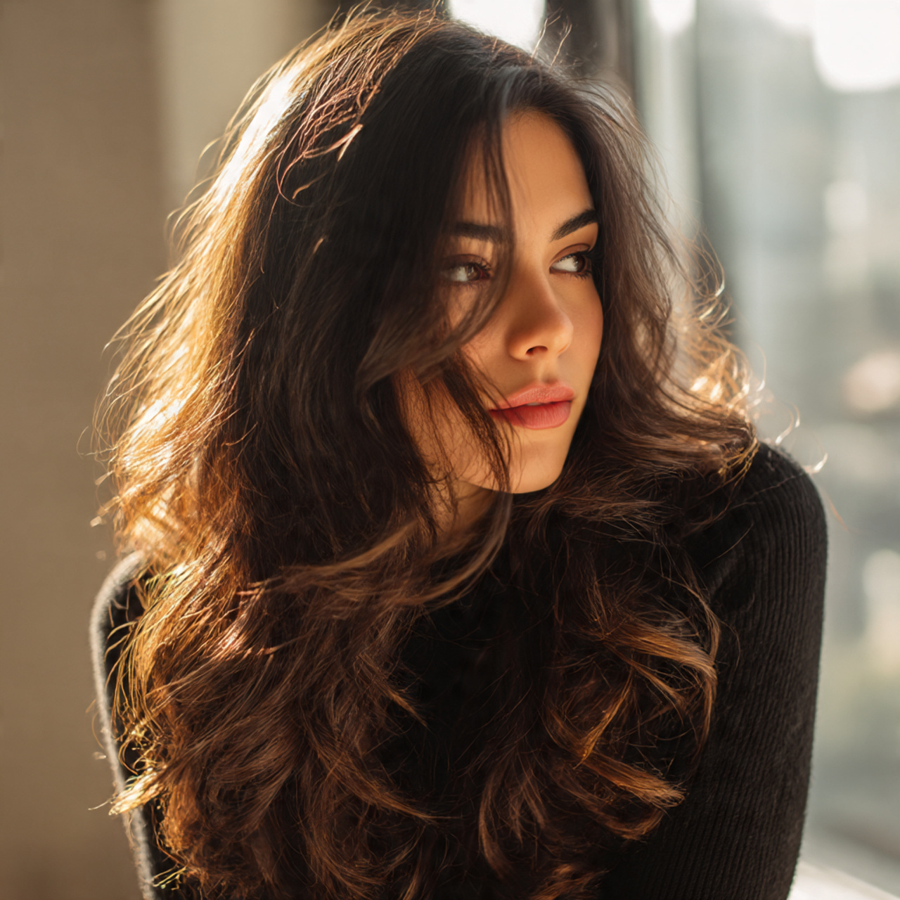 close up of a woman with rich espresso
